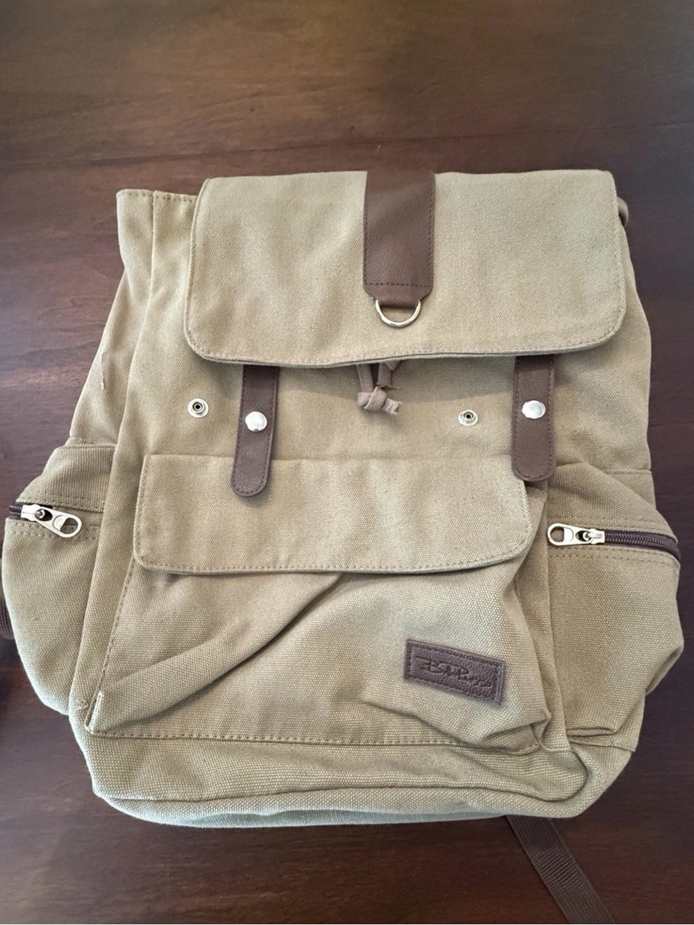 NWOT Bella Russo Canvas Khaki Colored Backpack With Two Adjustable Straps